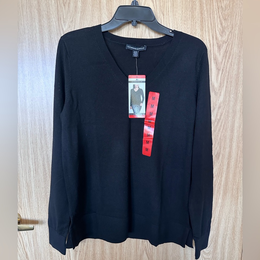 Katherine Barclay Black Merino Extra Fine Wool Casual Sweater Women’s XL